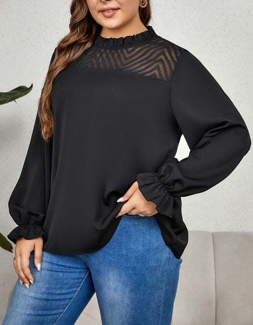 Load image into Gallery viewer, Honey Plus Size Round Neck Flounce Sleeve Blouse
