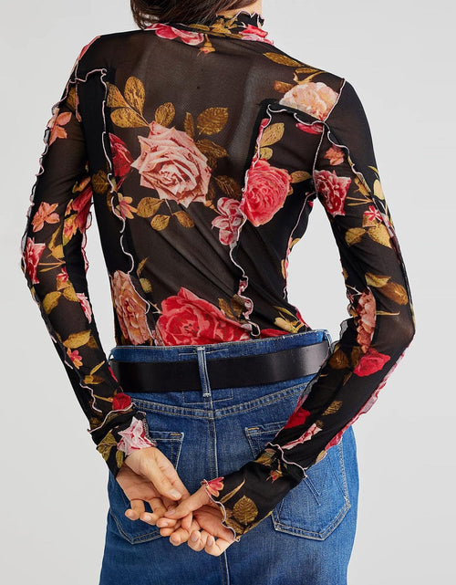 Load image into Gallery viewer, Floral Mock Neck Long Sleeve Top
