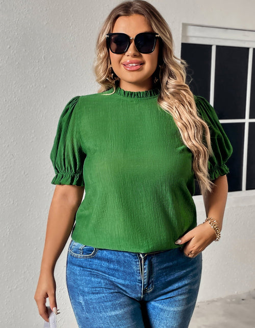 Load image into Gallery viewer, Honey Plus Size Round Neck Flounce Sleeve Blouse
