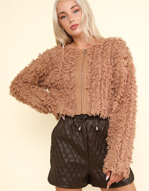 Load image into Gallery viewer, VERY J Shaggy Yarn Knit Zip Up Jacket
