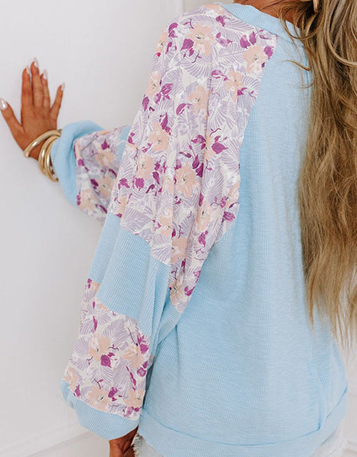 Load image into Gallery viewer, Printed Round Neck Balloon Sleeve Sweatshirt
