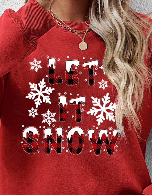 Load image into Gallery viewer, LET IT SNOW Round Neck Long Sleeve Sweatshirt
