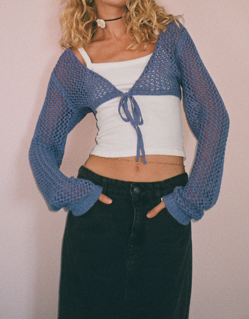 Load image into Gallery viewer, Openwork Tied Dropped Shoulder Cardigan
