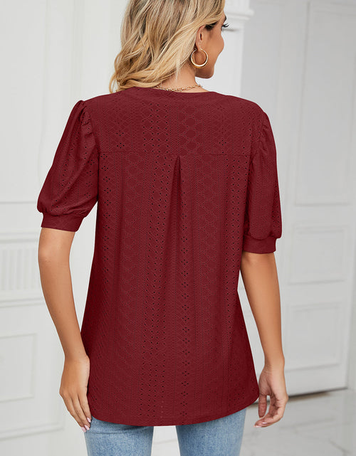 Load image into Gallery viewer, Eyelet Notched Short Sleeve T-Shirt
