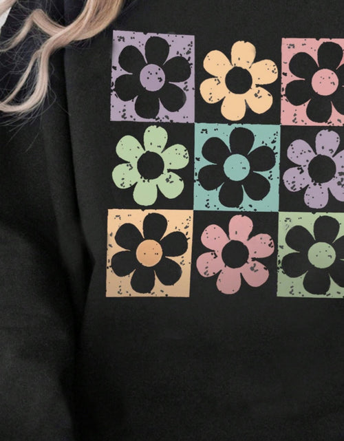 Load image into Gallery viewer, Flower Round Neck Long Sleeve Sweatshirt
