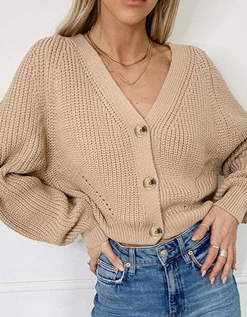 Load image into Gallery viewer, Button Up V-Neck Long Sleeve Cardigan
