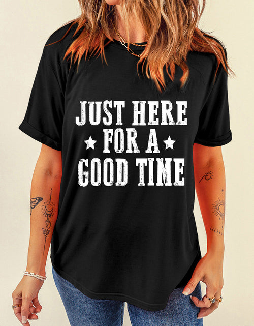 Load image into Gallery viewer, Letter Graphic Round Neck Short Sleeve T-Shirt
