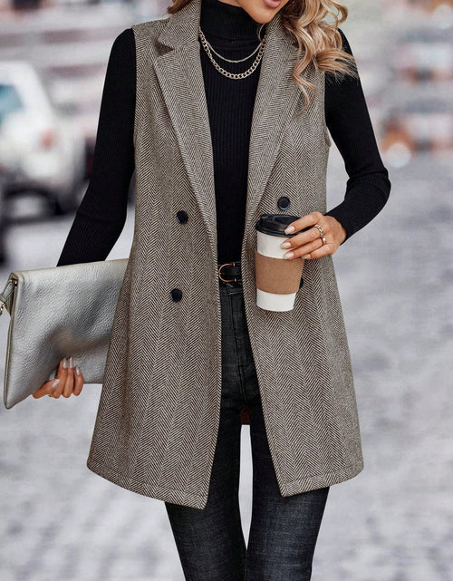 Load image into Gallery viewer, Buttoned Collared Neck Longline Vest Coat
