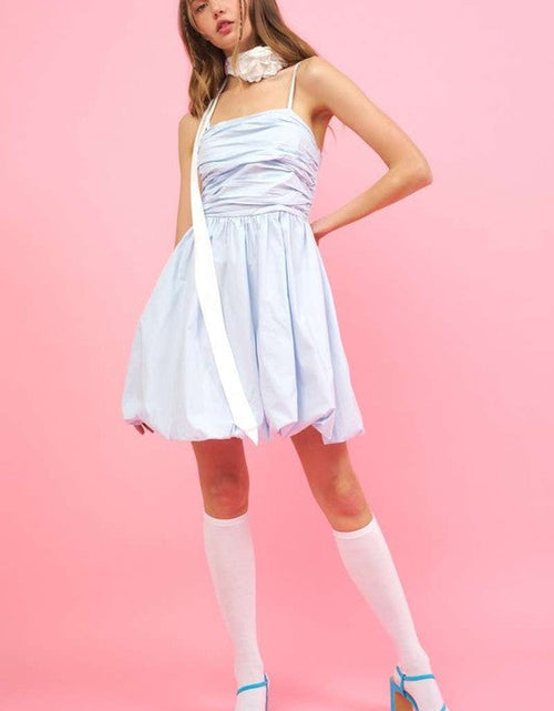 Load image into Gallery viewer, Mittoshop Ruched Detail Bubble Hem Mini Dress
