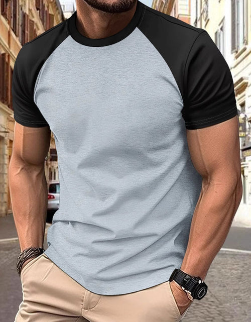 Load image into Gallery viewer, Men's Full Size Round Neck Contrast T-Shirt Plus Size
