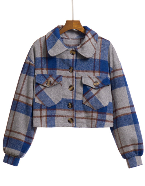 Load image into Gallery viewer, Plaid Button Front Jacket with Pockets
