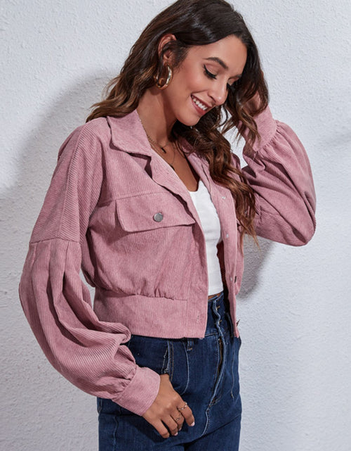 Load image into Gallery viewer, Button Down Collared Neck Cropped Jacket
