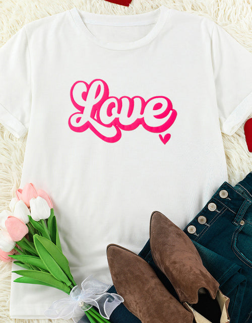 Load image into Gallery viewer, LOVE Round Neck Short Sleeve T-Shirt
