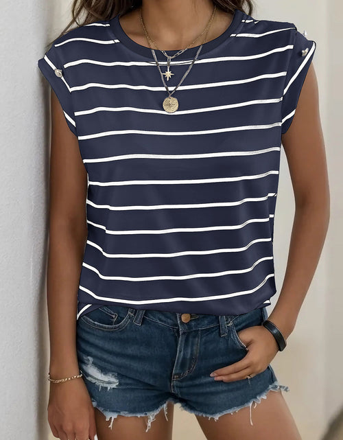 Load image into Gallery viewer, Perfee Decorative Button Round Neck T-Shirt
