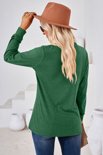 Load image into Gallery viewer, Notched Button Detail Long Sleeve T-Shirt
