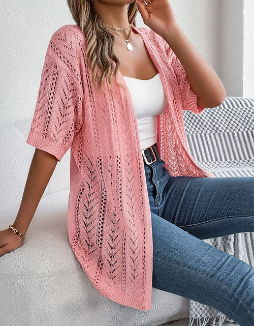 Load image into Gallery viewer, Openwork Open Front Half Sleeve Cardigan
