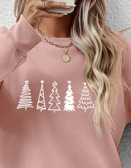 Load image into Gallery viewer, Christmas Tree Graphic Drop Shoulder Sweatshirt
