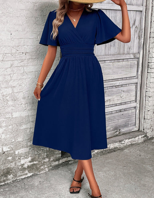 Load image into Gallery viewer, Surplice Flutter Sleeve Midi Dress

