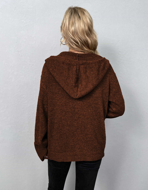 Load image into Gallery viewer, Button-Down Long Sleeve Hooded Sweater
