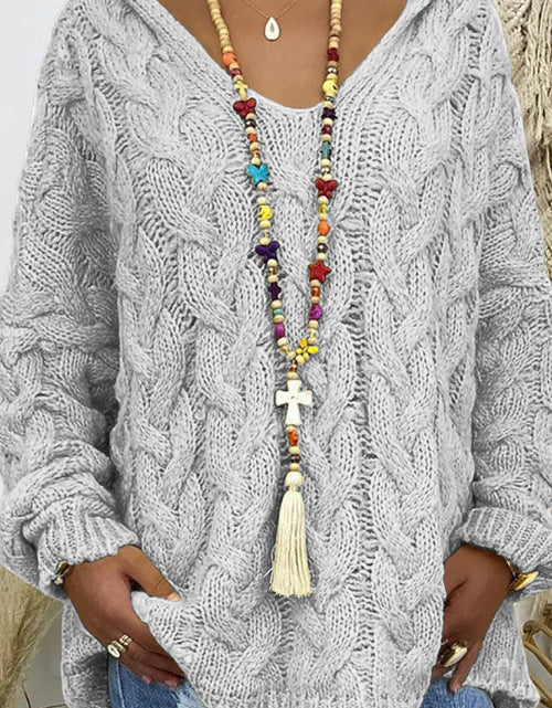Load image into Gallery viewer, Cable-Knit Hooded Sweater
