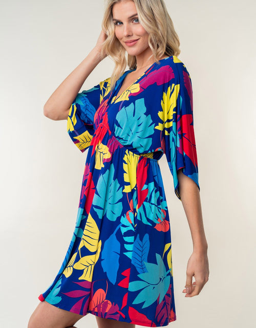 Load image into Gallery viewer, White Birch Full Size Printed V-Neck Mini Dress
