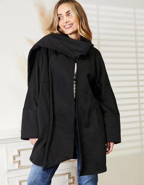 Load image into Gallery viewer, HEYSON Full Size Open Front Cardigan with Scarf Design
