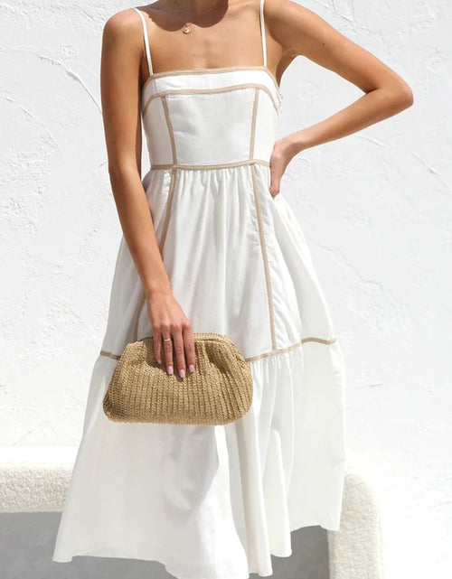 Load image into Gallery viewer, Contrast Trim Square Neck Midi Cami Dress
