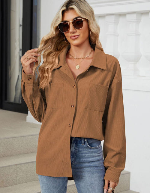 Load image into Gallery viewer, Button Up Dropped Shoulder Long Sleeve Outerwear
