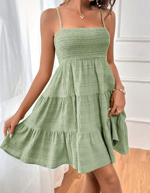 Load image into Gallery viewer, Tiered Smocked Square Neck Cami Dress
