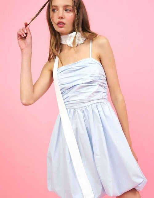 Load image into Gallery viewer, Mittoshop Ruched Detail Bubble Hem Mini Dress
