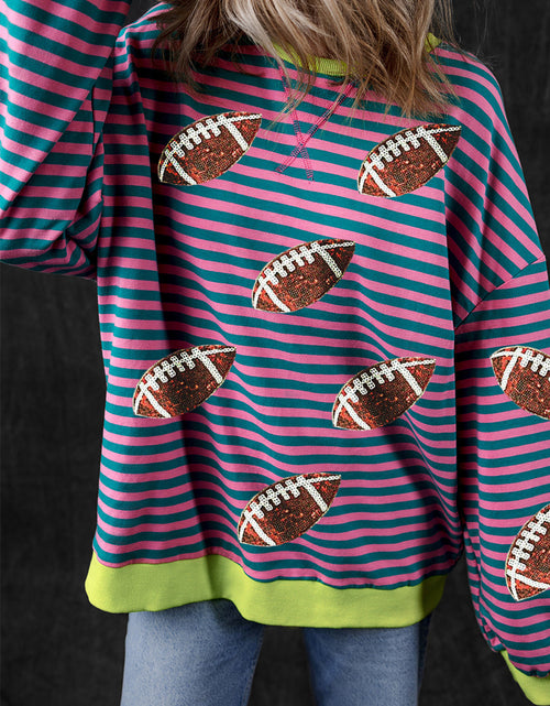 Load image into Gallery viewer, Striped Football Long Sleeve Sweatshirt
