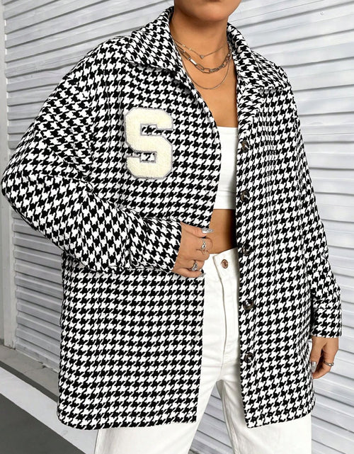 Load image into Gallery viewer, Houndstooth Button Down Long Sleeve Shacket
