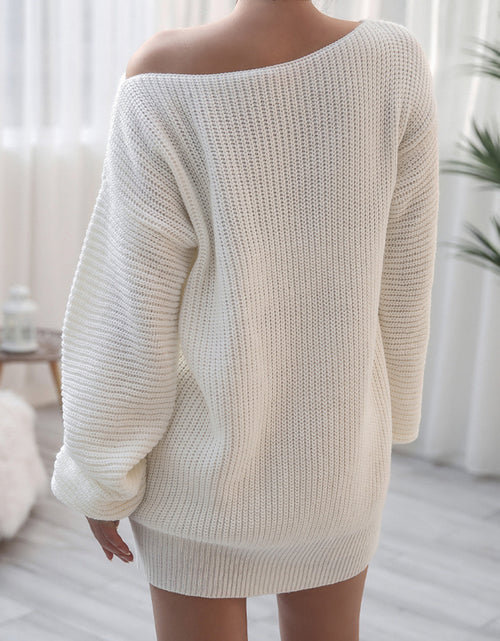 Load image into Gallery viewer, Rib-Knit Mini Sweater Dress
