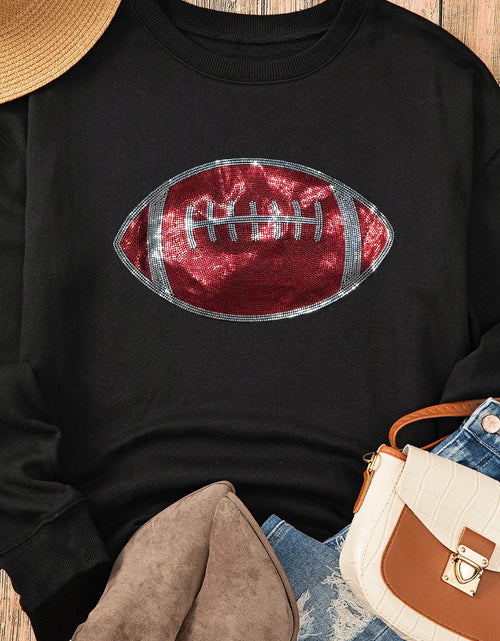 Load image into Gallery viewer, Sequin Football Long Sleeve Sweatshirt
