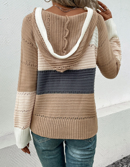 Load image into Gallery viewer, Perfee Color Block Drawstring Hooded Sweater
