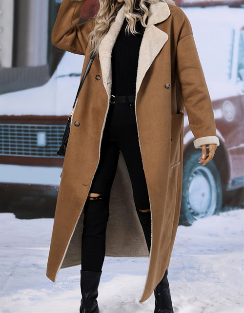 Load image into Gallery viewer, Plus Size Drop Shoulder Sherpa Longline Coat
