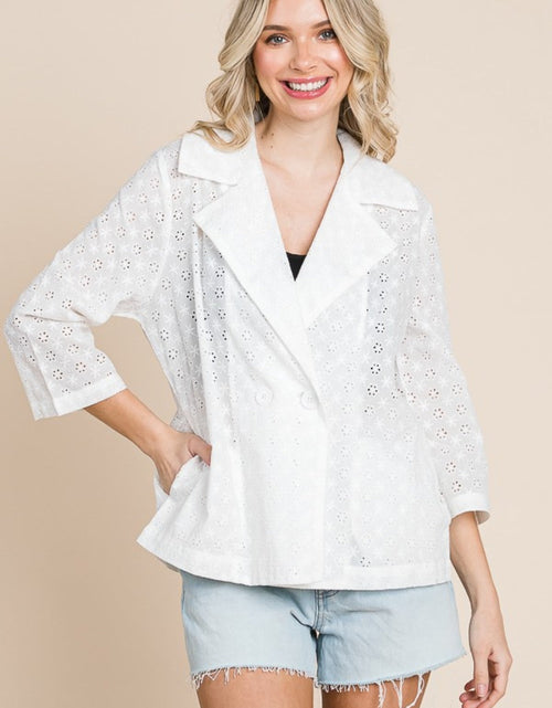 Load image into Gallery viewer, Culture Code Double Breasted Eyelet Jacket with Pockets
