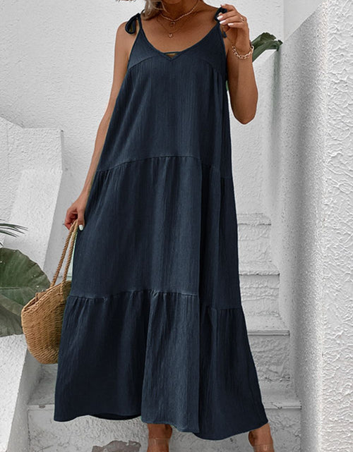 Load image into Gallery viewer, Perfee Tie-Shoulder Tiered Maxi Dress
