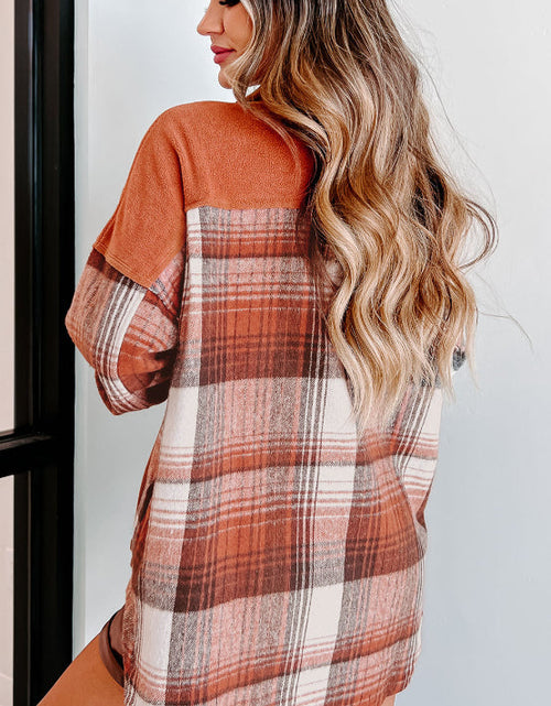 Load image into Gallery viewer, Plaid Button Up Long Sleeve Jacket
