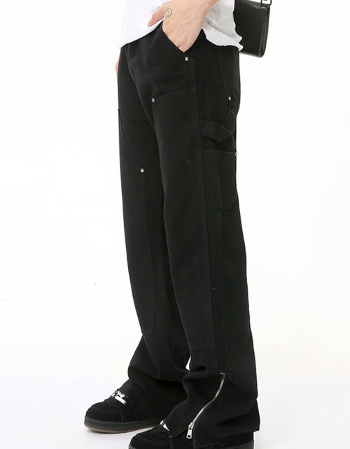 Load image into Gallery viewer, Men's Raw Hem Bootcut Jeans with Zip-Up Sides
