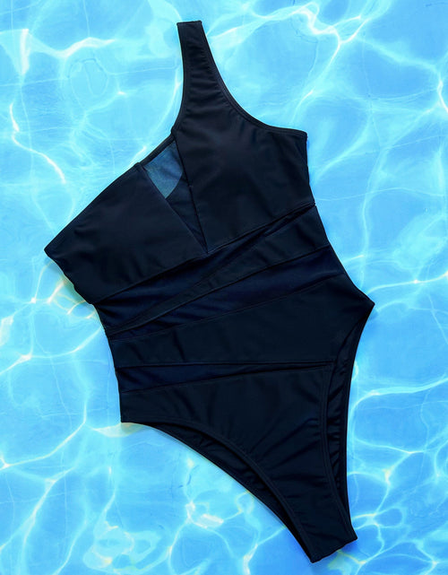 Load image into Gallery viewer, One-Shoulder Sleeveless One-Piece Swimsuit
