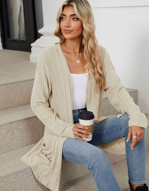 Load image into Gallery viewer, Pocketed Open Front Long Sleeve Cardigan
