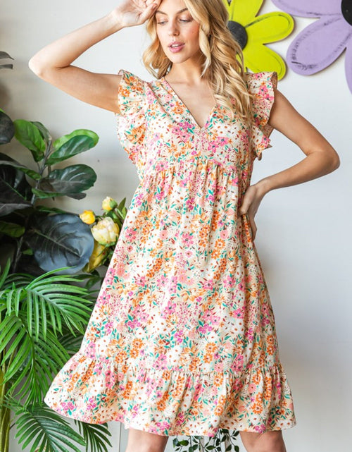 Load image into Gallery viewer, Heimish Full Size Floral Ruffled V-Neck Dress

