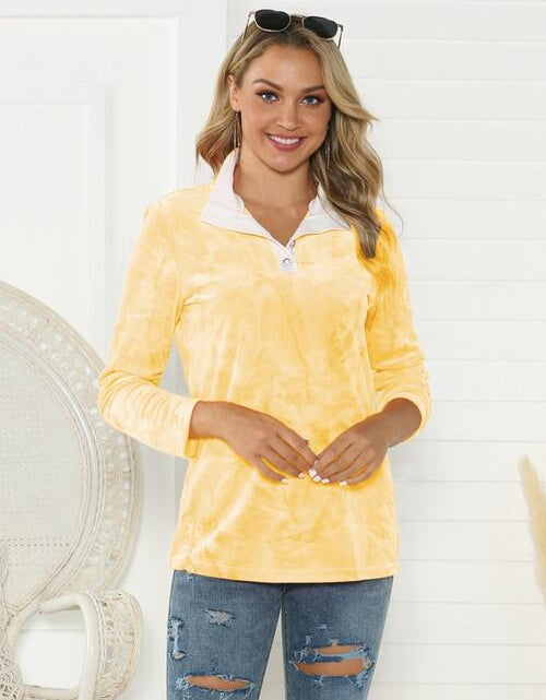 Load image into Gallery viewer, Tie-Dye Half Button Long Sleeve T-Shirt
