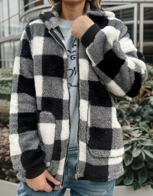 Load image into Gallery viewer, Double Take Full Size Plaid Long Sleeve Hooded Coat
