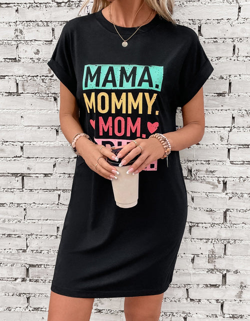 Load image into Gallery viewer, Letter Graphic Short Sleeve Mini Tee Dress
