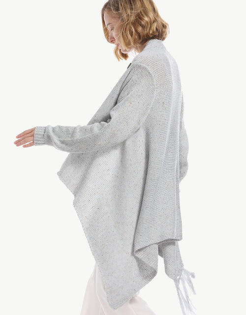 Load image into Gallery viewer, Angel Wings One-Button Tassel Tie Asymmetrical Hem Cardigan
