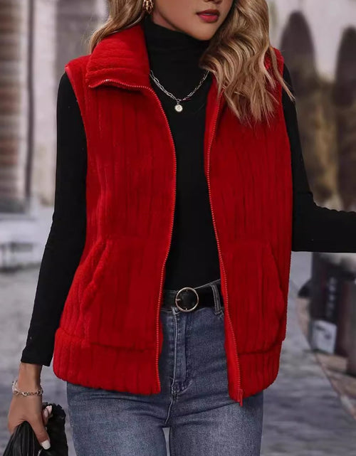 Load image into Gallery viewer, Pocketed Zip Up Vest Coat

