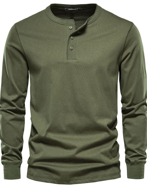 Load image into Gallery viewer, Men's Full Size Quarter Button Round Neck Long Sleeve T-Shirt Plus Size
