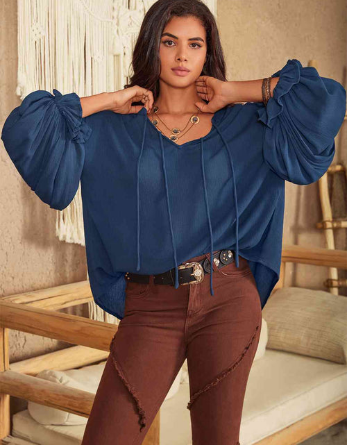 Load image into Gallery viewer, Tie Neck Long Sleeve Blouse
